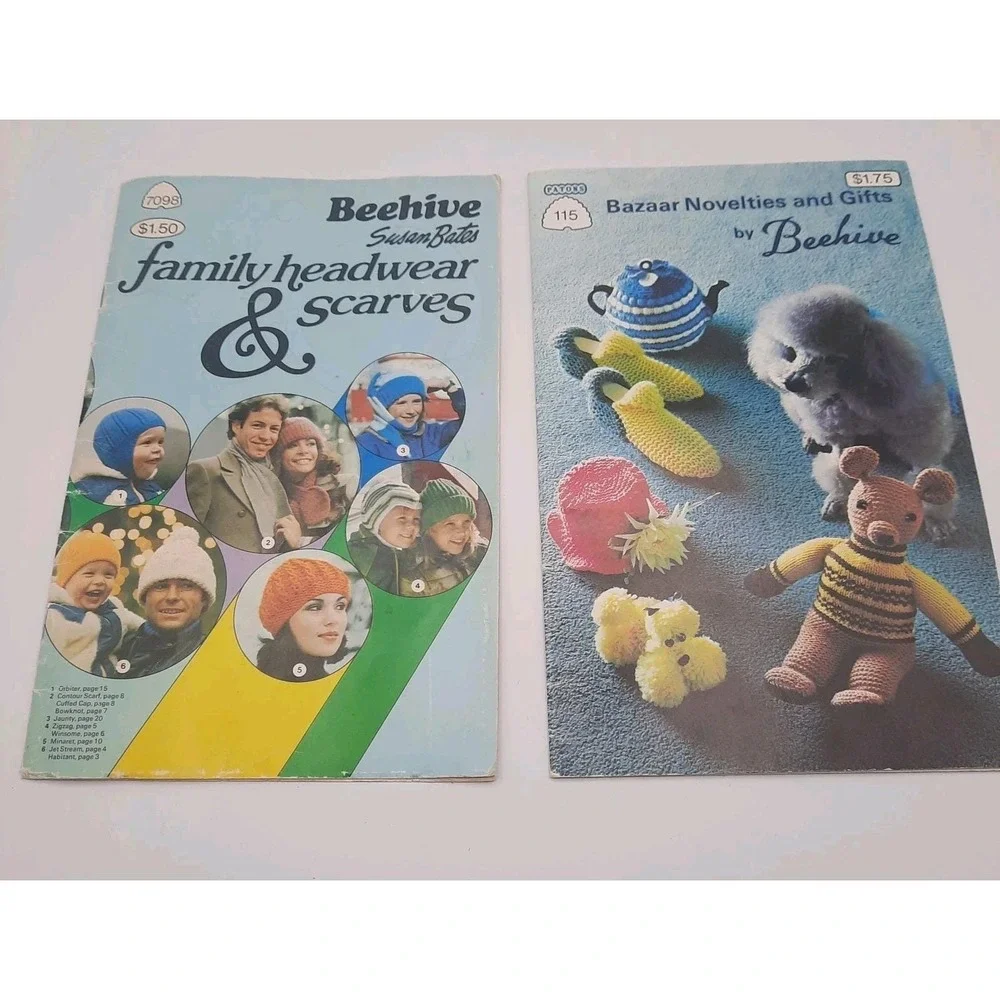 Beehive Susan Bates Family Headwear & Scarves, Bazaar Gifts Knitting Book - Picture 1 of 3